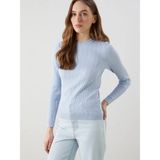 LC Waikiki Lcw Modest Mavi Bisiklet Yaka Kendinden Desenli Kadın Triko Kazak T T