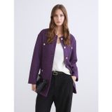 LC Waikiki LCW Modest Mor Bisiklet Yaka Kadın Tüvit Ceket