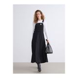 LC Waikiki LCW Modest Siyah Kare Yaka Jean Salopet Elbise W5H967Z8NVY25