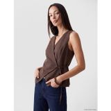 LC Waikiki LCW STUDIO Kahverengi %100 Keten Kadın Klasik Yelek