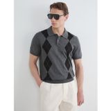 LC Waikiki LCW Vision Antrasit Polo Yaka Baklava Desenli Erkek Triko Tişört