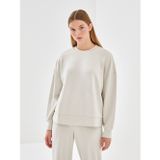 LC Waikiki LCW Vision Bej Bisiklet Yaka Oversize Kadın Sweatshirt