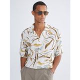 LC Waikiki LCW Vision Bej Regular Fit Resort Yaka Kısa Kollu Desenli Poplin Erkek Gömlek