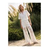 LC Waikiki LCW Vision Beyaz Beli Lastikli Dantelli Geniş Paça Kadın Pantolon