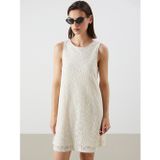 LC Waikiki LCW Vision Beyaz Bisiklet Yaka Dantelli Mini Elbise