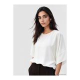 LC Waikiki LCW Vision Beyaz Bisiklet Yaka İspanyol Kol Oversize Bluz