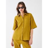 LC Waikiki Lcw Vision Düz Kısa Kollu Oversize Kadın Gömlek - XS - Yeşil