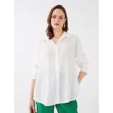 LC Waikiki Lcw Vision Düz Uzun Kollu Oversize Kadın Gömlek - 34 - Ekru