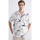 LC Waikiki LCW Vision Ekru Regular Fit Kısa Kollu Desenli Viskon Erkek Gömlek