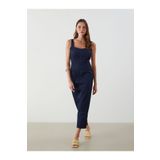 LC Waikiki LCW Vision Indigo U Yaka Askılı Jean Elbise