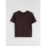 LC Waikiki LCW Vision Kahverengi Bisiklet Yaka Baskılı Erkek Çocuk Tişört