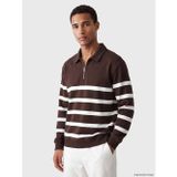 LC Waikiki LCW Vision Kahverengi Polo Yaka Çizgili Erkek Sweatshirt
