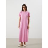 LC Waikiki LCW Vision Pembe Bisiklet Yaka Yırtmaçlı Elbise