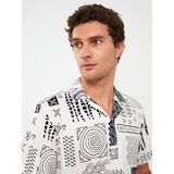 LC Waikiki Lcw Vision Regular Fit Kısa Kollu Desenli Keten Karışımlı Erkek Gömlek - Beyaz
