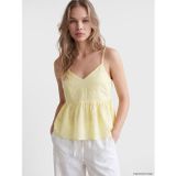 LC Waikiki LCW Vision Sarı İp Askılı Brode Peplum Bluz
