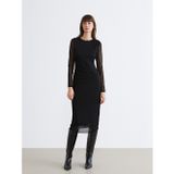LC Waikiki LCW Vision Siyah Bisiklet Yaka Büzgülü Bodycon Elbise