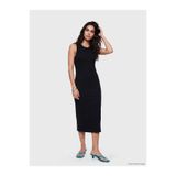 LC Waikiki LCW Vision Siyah Bisiklet Yaka Fitilli Bodycon Elbise