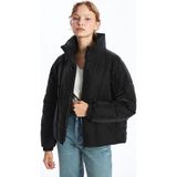 LC Waikiki Lcw Vision Siyah Dik Yaka Oversize Deri Görünümlü Kadın Şişme Mont - 36