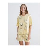 LC Waikiki LCW Young Sarı Civciv Baskılı Kadın Şortlu Pijama Takımı