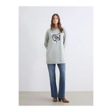 LC Waikiki LCWAIKIKI Basic Gri Baskılı Oversize Kadın Sweatshirt Tunik