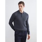 LC Waikiki Lcwaıkıkı Classic Antrasit Büyük Beden Polo Yaka Uzun Kollu Erkek Triko Kazak - 2XL