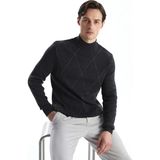 LC Waikiki Lcwaıkıkı Classic Antrasit Yarım Balıkçı Yaka Uzun Kollu Desenli Erkek Triko Kazak - 3XL