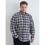 LC Waikiki Lcwaıkıkı Classic Bej Büyük Beden Regular Fit Uzun Kollu Ekose Gabardin Erkek Gömlek - 4XL
