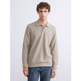 LC Waikiki LCWAIKIKI Classic Bej Polo Yaka Uzun Kollu Erkek Sweatshirt