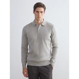 LC Waikiki Lcwaıkıkı Classic Bej Polo Yaka Uzun Kollu Erkek Triko Kazak - 3XL