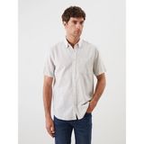 LC Waikiki Lcwaıkıkı Classic Bej Regular Fit Kısa Kollu Armürlü Erkek Gömlek - 2XL