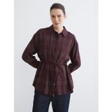 LC Waikiki LCWAIKIKI Classic Bordo Ekose Kadın Gömlek Tunik
