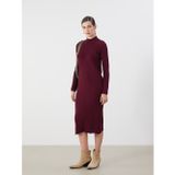LC Waikiki LCWAIKIKI Classic Bordo Yarım Balıkçı Yaka Triko Elbise