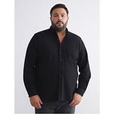 LC Waikiki Lcwaıkıkı Classic Büyük Beden Dokulu Erkek Gömlek - Siyah - 6XL