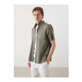 LC Waikiki LCWAIKIKI Classic Haki Regular Fit Keten Karışımlı Erkek Gömlek