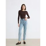 LC Waikiki Lcwaıkıkı Classic Indigo Beli Lastikli Slim Mom Kadın Jean Pantolon