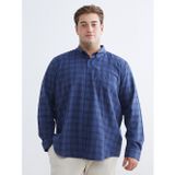 LC Waikiki LCWAIKIKI Classic İndigo Büyük Beden Regular Fit Uzun Kollu Ekose Erkek Gömlek