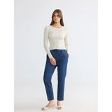 LC Waikiki Lcwaıkıkı Classic Indigo Carrot Fit Keten Karışımlı Kadın Jean Pantolon