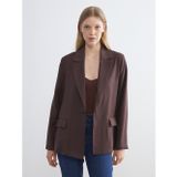 LC Waikiki LCWAIKIKI Classic Kahverengi Gabardin Kadın Blazer Ceket