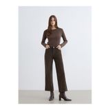 LC Waikiki LCWAIKIKI Classic Kahverengi Kadife Düz Loose & Bol Geniş Paça Kadın Pantolon
