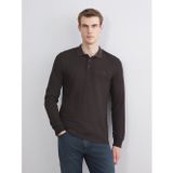 LC Waikiki LCWAIKIKI Classic Kahverengi Polo Yaka Uzun Kollu Erkek Sweatshirt