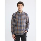 LC Waikiki Lcwaıkıkı Classic Kahverengi Regular Fit Ekose Desenli Gabardin Erkek Gömlek