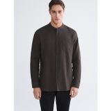 LC Waikiki LCWAIKIKI Classic Kahverengi Regular Fit Hakim Yaka Uzun Kollu Erkek Gömlek