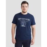 LC Waikiki Lcwaıkıkı Classic Lacivert Bisiklet Yaka Baskılı Penye Erkek Tişört - 2XL