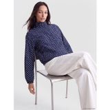 LC Waikiki LCWAIKIKI Classic Lacivert Dik Yaka Puantiyeli Oversize Kadın Mont