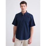 LC Waikiki Lcwaıkıkı Classic Lacivert Regular Fit Keten Karışımlı Erkek Gömlek - 2XL