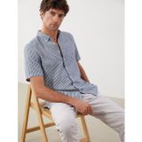 LC Waikiki LCWAIKIKI Classic Lacivert Regular Fit Kısa Kollu Çizgili Armürlü Erkek Gömlek