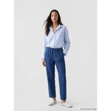 LC Waikiki Lcwaıkıkı Classic Mavi Beli Lastikli Mom Fit Kadın Jean Pantolon