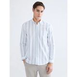 LC Waikiki Lcwaıkıkı Classic Mavi Regular Fit Çizgili Armürlü Erkek Gömlek - XL