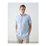 LC Waikiki LCWAIKIKI Classic Mavi Regular Fit Keten Karışımlı Erkek Gömlek