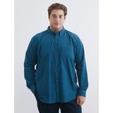 LC Waikiki Lcwaıkıkı Classic Mavi Regular Fit Uzun Kollu Kadife Erkek Gömlek - 3XL